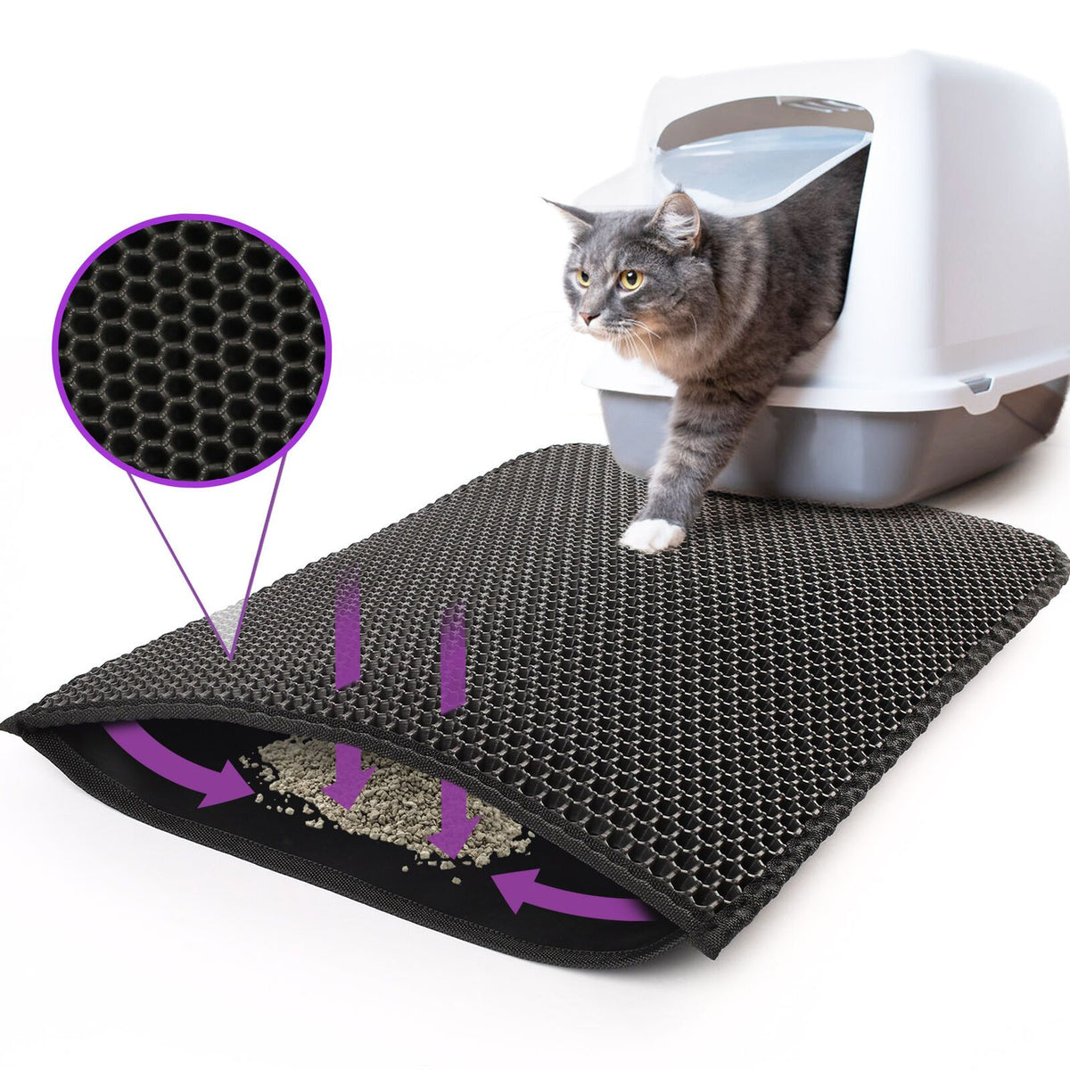 Kitty Cat Litter Mat Trapping Honeycomb Double Layer Design Waterproof Double Layer